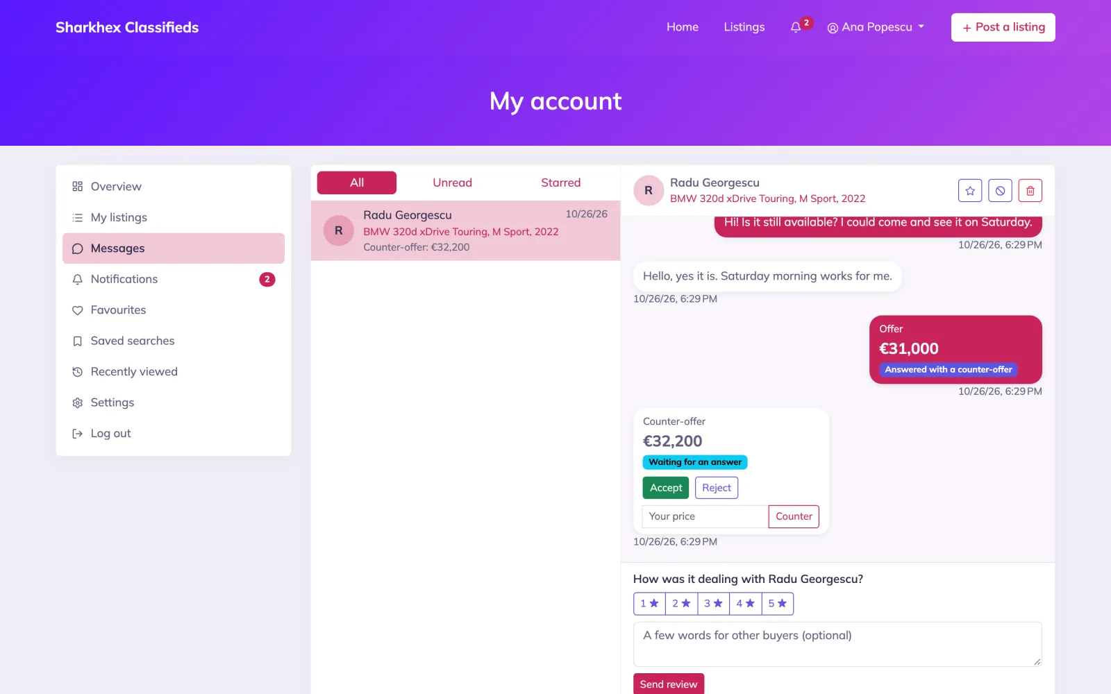 Messages and offers